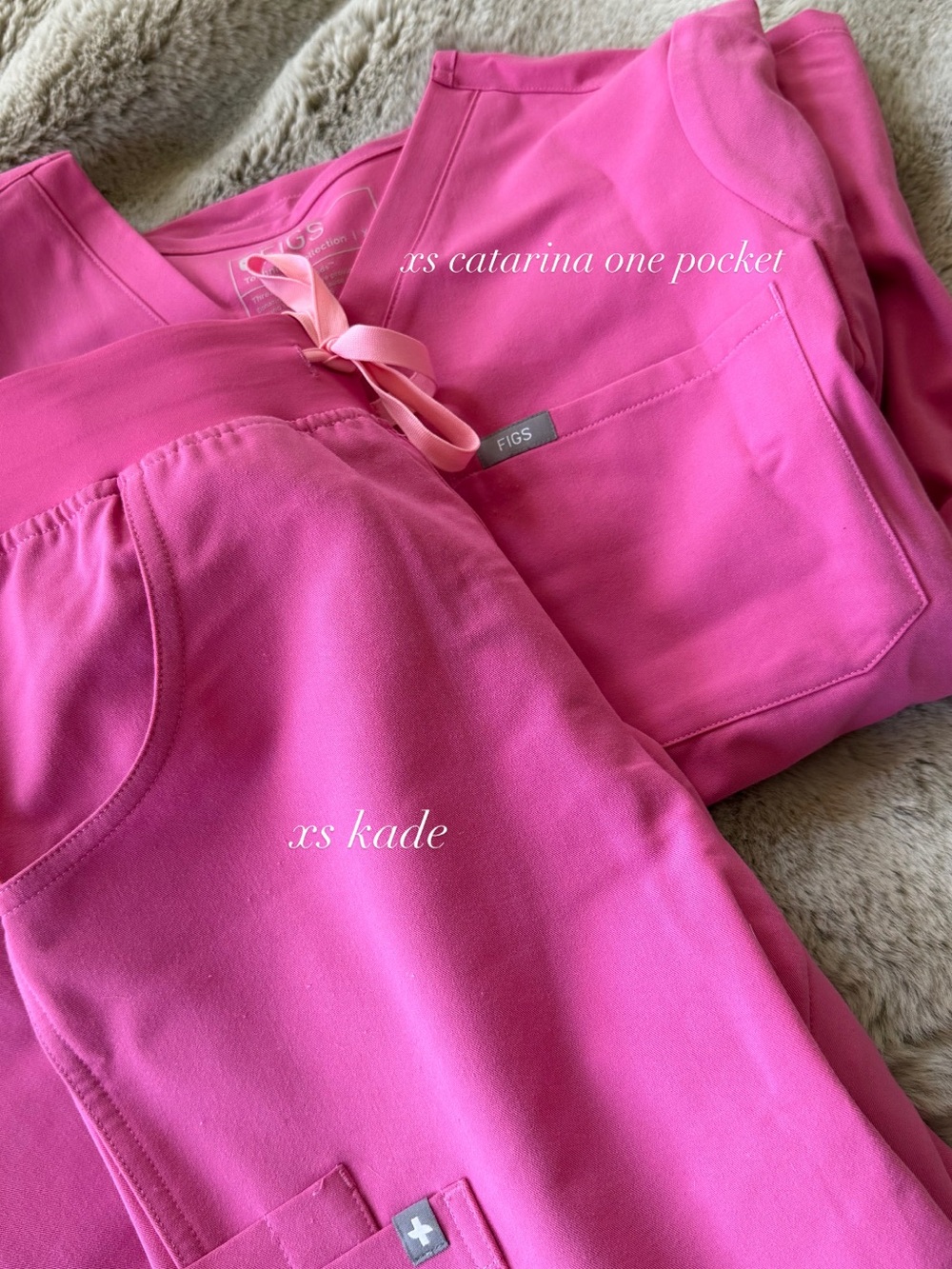 Figs Women's Scrub Set - Bright Pink Catarina Top & Kade Pants